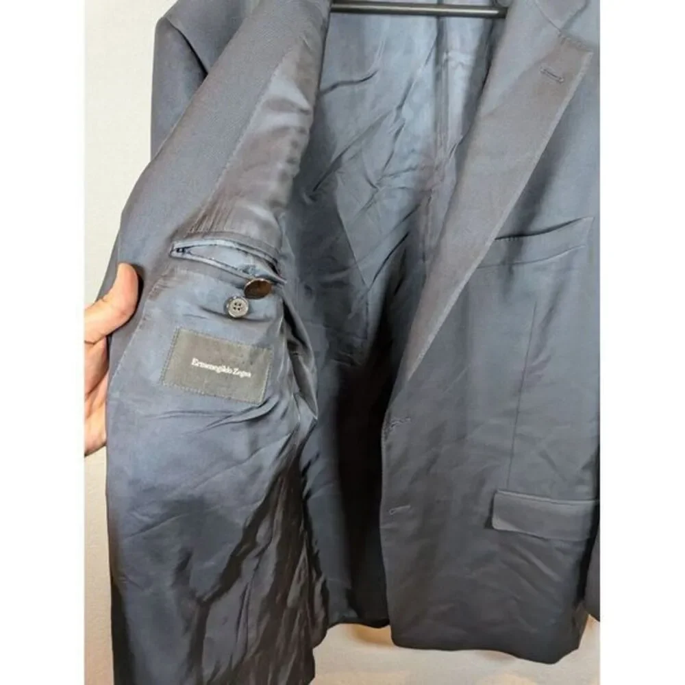 Ermenegildo Zegna Blazer Sport Jacket Men's Size 44 100% Wool Blue Made In Italy